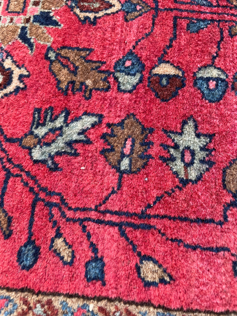 Collector's Antique Mohajeran Sarouk Rug Mat | Super Fine Lamb Wool Artistic Botanical GEM | 1.11 x 2.2