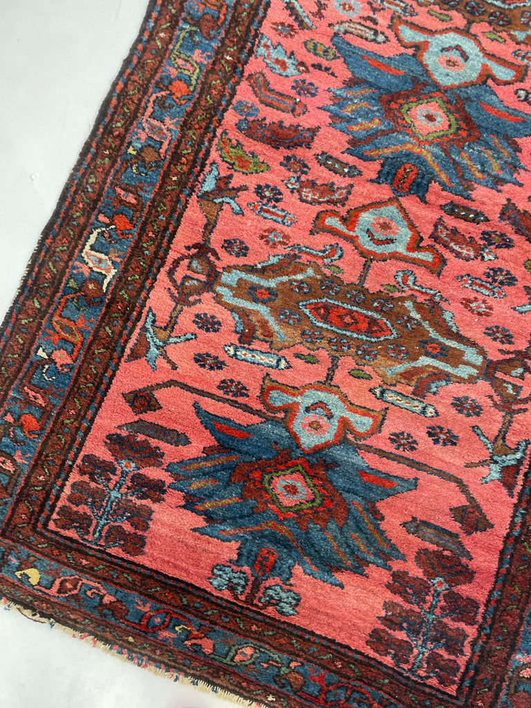 SOLD | GORGEOUS Bubble Gum - Salmon Pink with Ice Blue & Olive Green, Browns, Etc | ~ 4 x 6.6