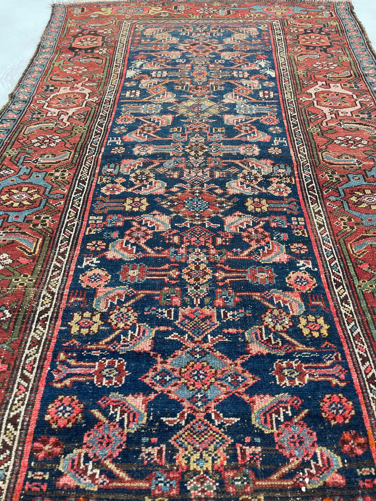 RESERVED FOR JENNA*** INCREDIBLE High-End Collector's Piece | Antique Persian Kurdish Senneh Bidjar - UNREAL Colors with Iconic Herati Design & Serapi Border | 3.7 x 6.2