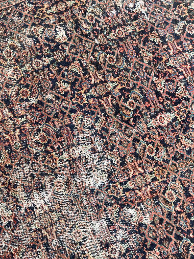GENUINE ANTIQUE PERSIAN CARPET - Very Moody & Deep Old-World Indigo Feraghan-Mahal with Green, Rust, Honey... | 10 x 13