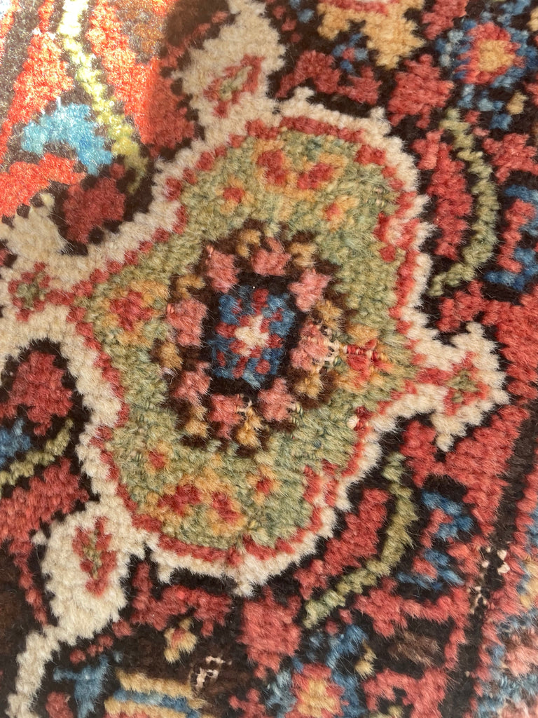 GENUINE ANTIQUE PERSIAN CARPET - Very Moody & Deep Old-World Indigo Feraghan-Mahal with Green, Rust, Honey... | 10 x 13