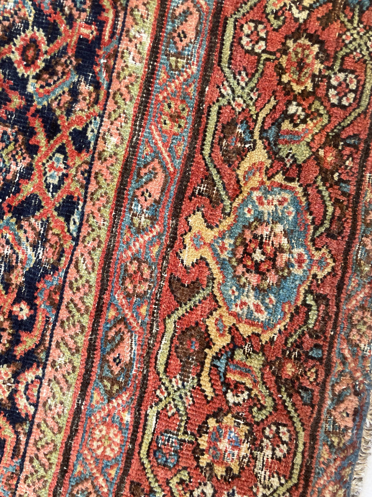 GENUINE ANTIQUE PERSIAN CARPET - Very Moody & Deep Old-World Indigo Feraghan-Mahal with Green, Rust, Honey... | 10 x 13