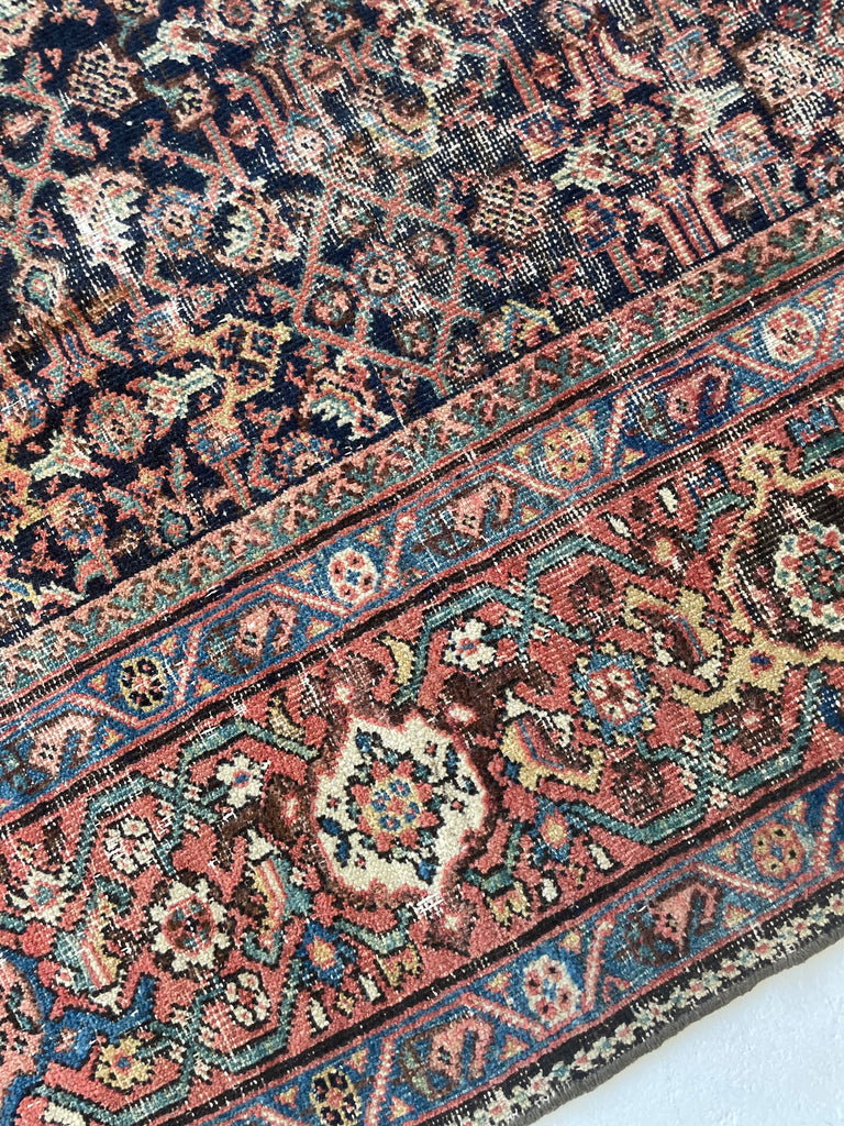GENUINE ANTIQUE PERSIAN CARPET - Very Moody & Deep Old-World Indigo Feraghan-Mahal with Green, Rust, Honey... | 10 x 13