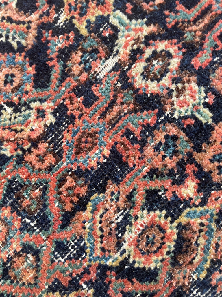GENUINE ANTIQUE PERSIAN CARPET - Very Moody & Deep Old-World Indigo Feraghan-Mahal with Green, Rust, Honey... | 10 x 13