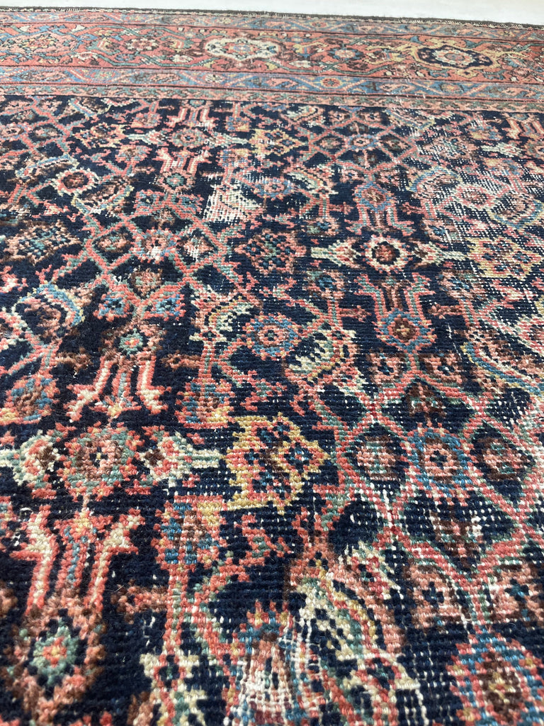 GENUINE ANTIQUE PERSIAN CARPET - Very Moody & Deep Old-World Indigo Feraghan-Mahal with Green, Rust, Honey... | 10 x 13