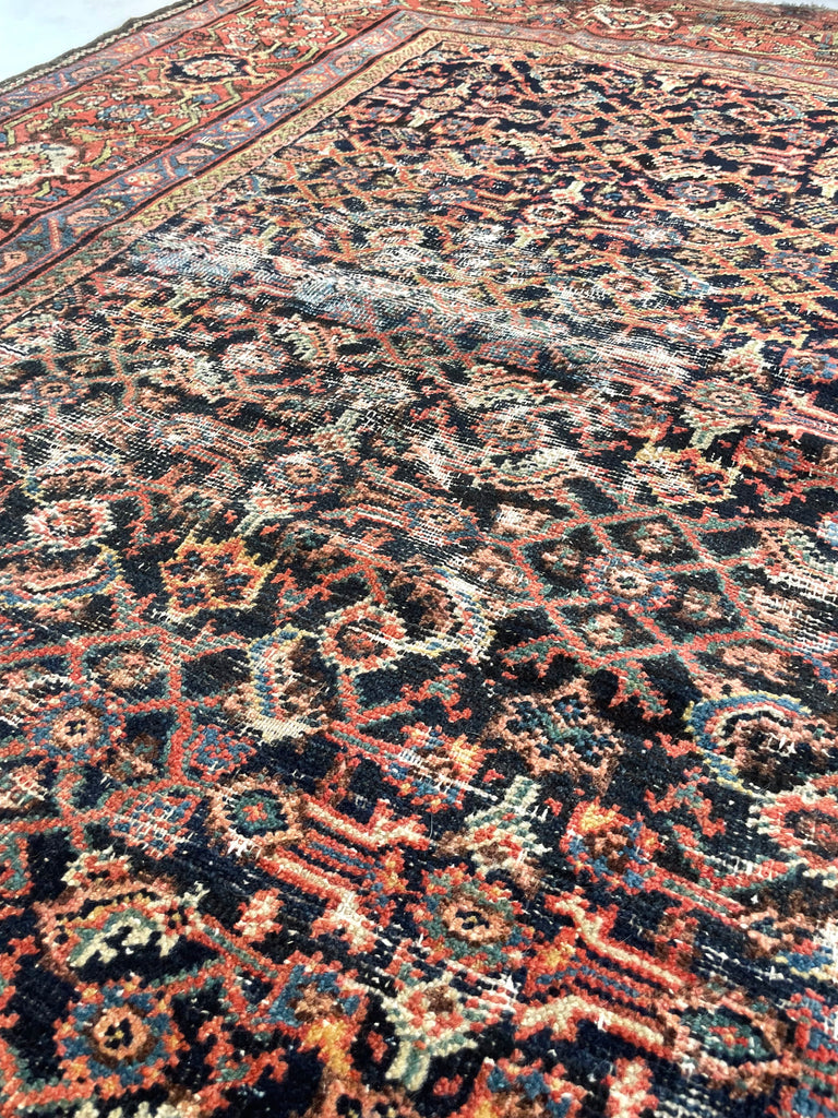 GENUINE ANTIQUE PERSIAN CARPET - Very Moody & Deep Old-World Indigo Feraghan-Mahal with Green, Rust, Honey... | 10 x 13