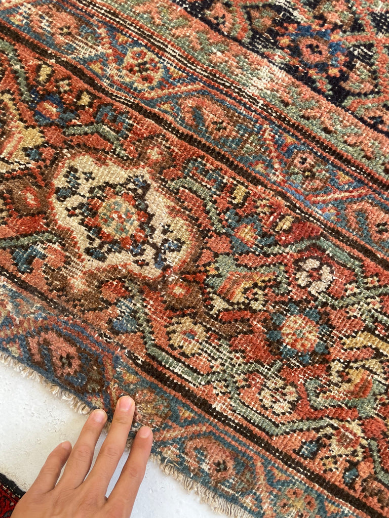 GENUINE ANTIQUE PERSIAN CARPET - Very Moody & Deep Old-World Indigo Feraghan-Mahal with Green, Rust, Honey... | 10 x 13