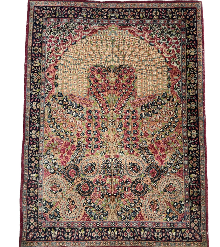 SUPURB Antique Mat | Powerful Sprawling Tree Of Life Design, Silky Wool Natural Dyes | 2 x 3