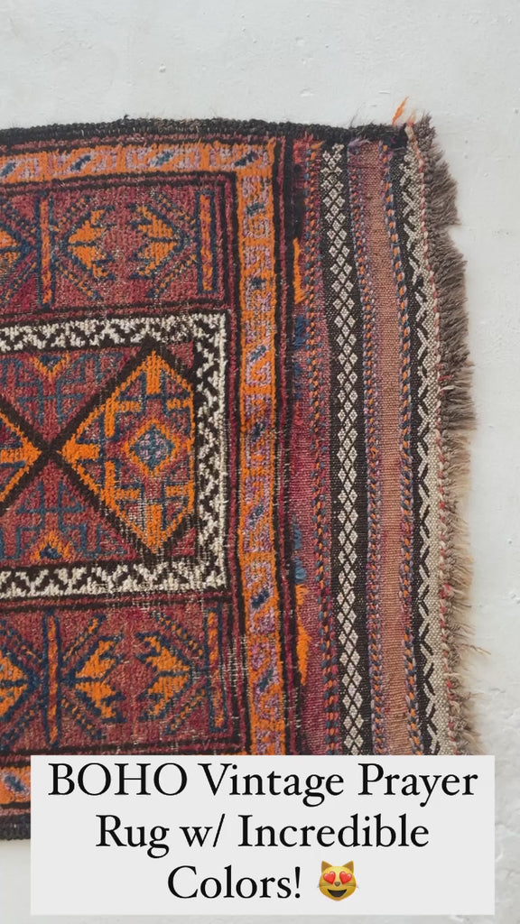 SOLD | Funky and Eclectic Tangerine and Purple Rug | 2.2 x 3.10