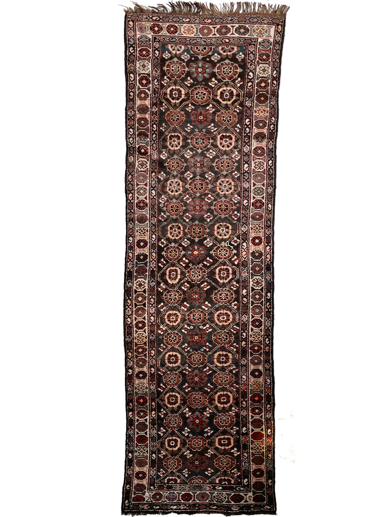 Semi-Antique Varamin aka Mina-Khani Design Runner | SMOKEY Black, Espresso, Midnight Blue, Greens, Caramel & More | 3.3 x 10.3