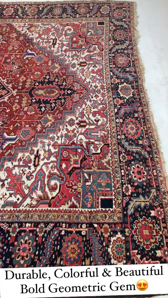 SOLD | LARGE DECORATIVE Vintage Rug | Mystical 4-Guard Dog Motif in this Beauty | 10 x 13 Heriz