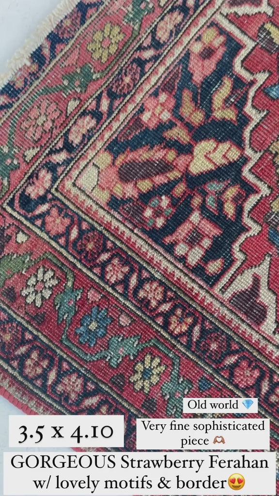 3.5 x 4.10 | Extremely Fine Sophisticated Antique Persian Ferahan Rug