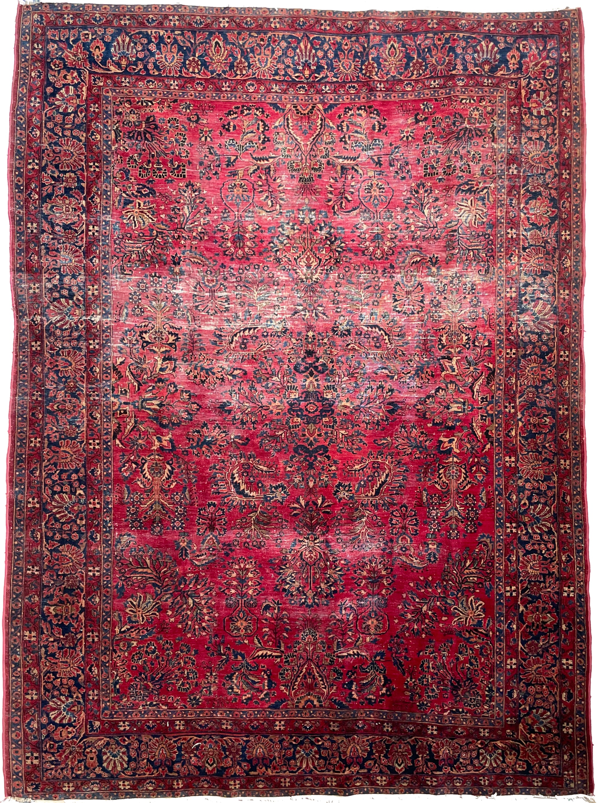 Well Woven Non-Slip Rubber Back (6'6 x 8'8) Area Rug Timeless Oriental  Brown Traditional Classic Sarouk Thin Pile Machine Washable Indoor Outdoor