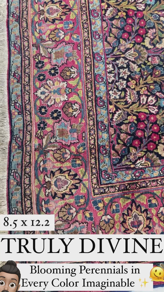 SOLD | BEYOND GORGEOUS MINT Antique Northeast Mashhad | Swaying Long Blooming Perennials in Unbelievable Color Palette | 8.3 x 12