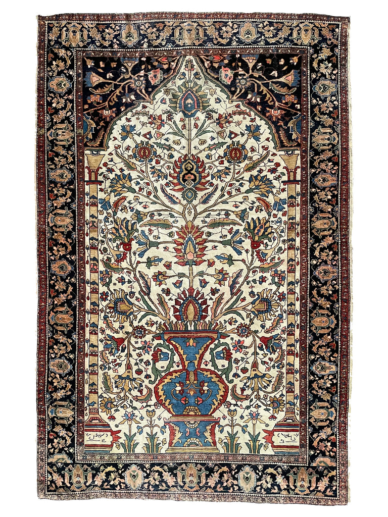 COLLECTOR'S Antique Persian Ferahan Rug | Blooming Tree of Life Masterpiece | 4.1 x 6.4