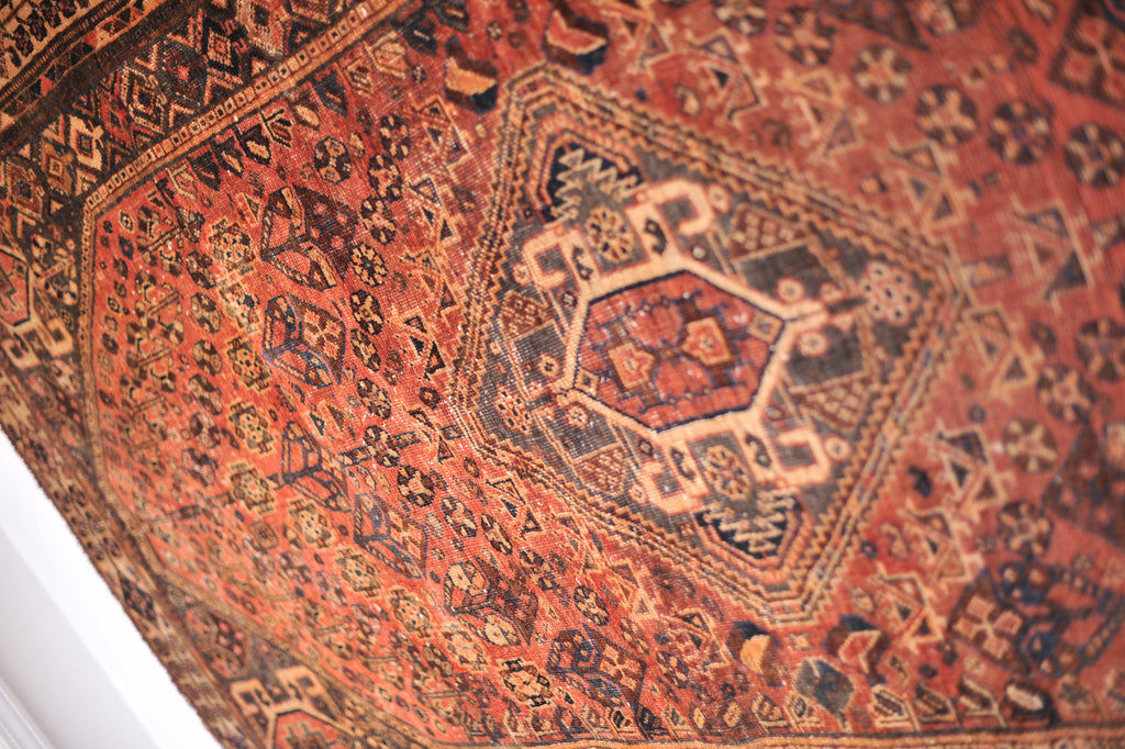 SOLD | Vintage Rug with Muted Warm Tones and Charcoal | ~ 5 x 8.7 | Rome