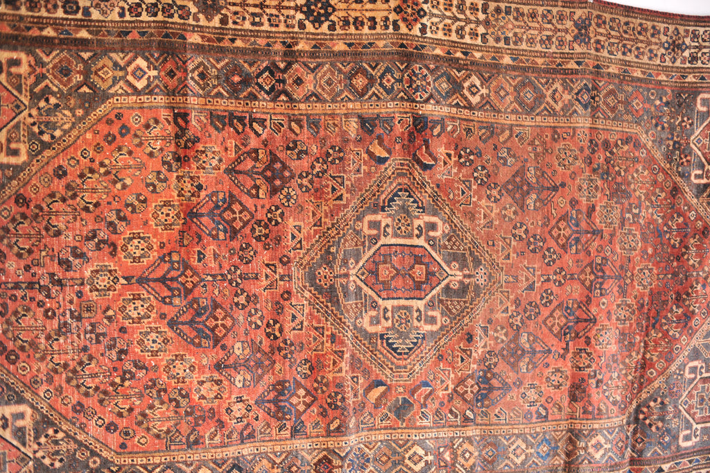 SOLD | Vintage Rug with Muted Warm Tones and Charcoal | ~ 5 x 8.7 | Rome