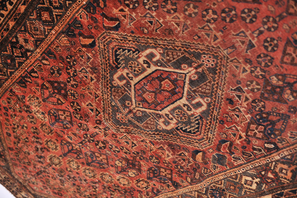 SOLD | Vintage Rug with Muted Warm Tones and Charcoal | ~ 5 x 8.7 | Rome