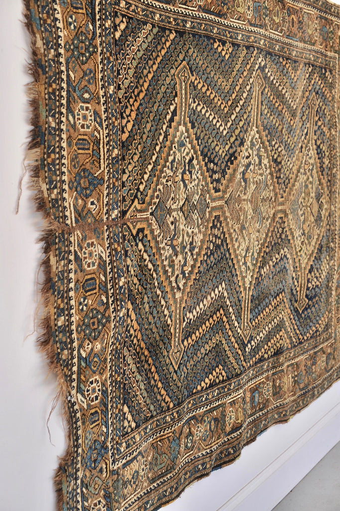 SOLD | 5.2 x 6.7 | CHASE |  Antique worn tribal rug