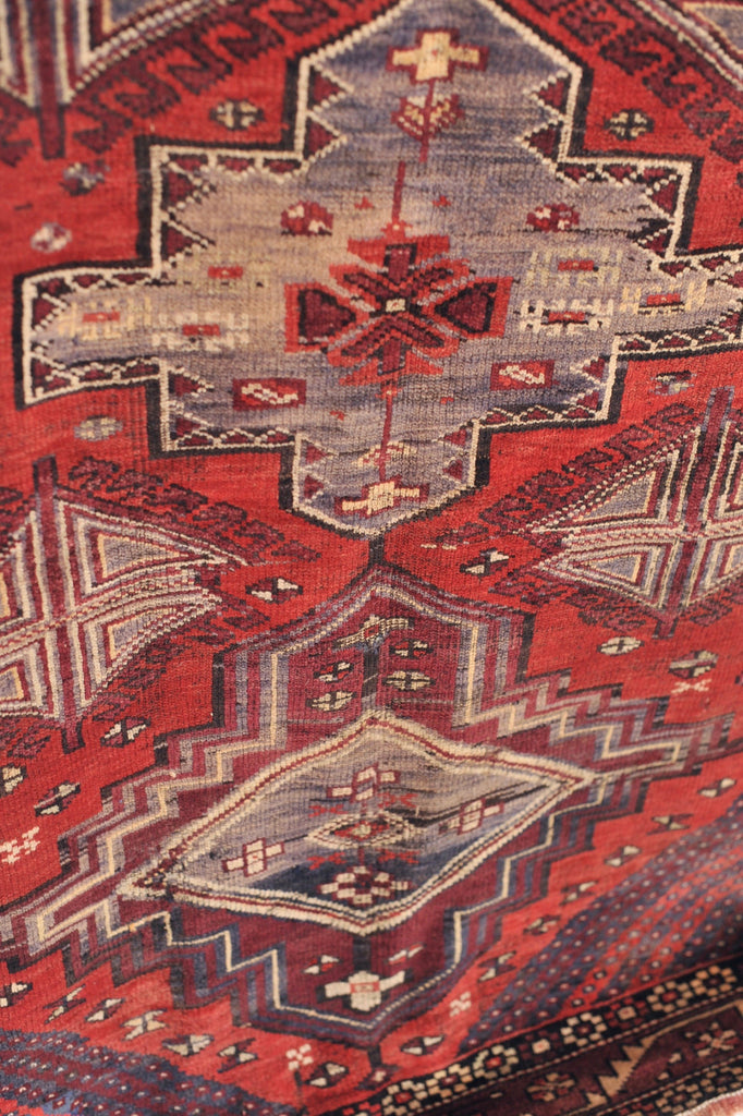 4.11 x 10.8 | Vintage 1940's Wool Shiraz Tribal rug in Berry, Rust, Plum, Purple, Lilac
