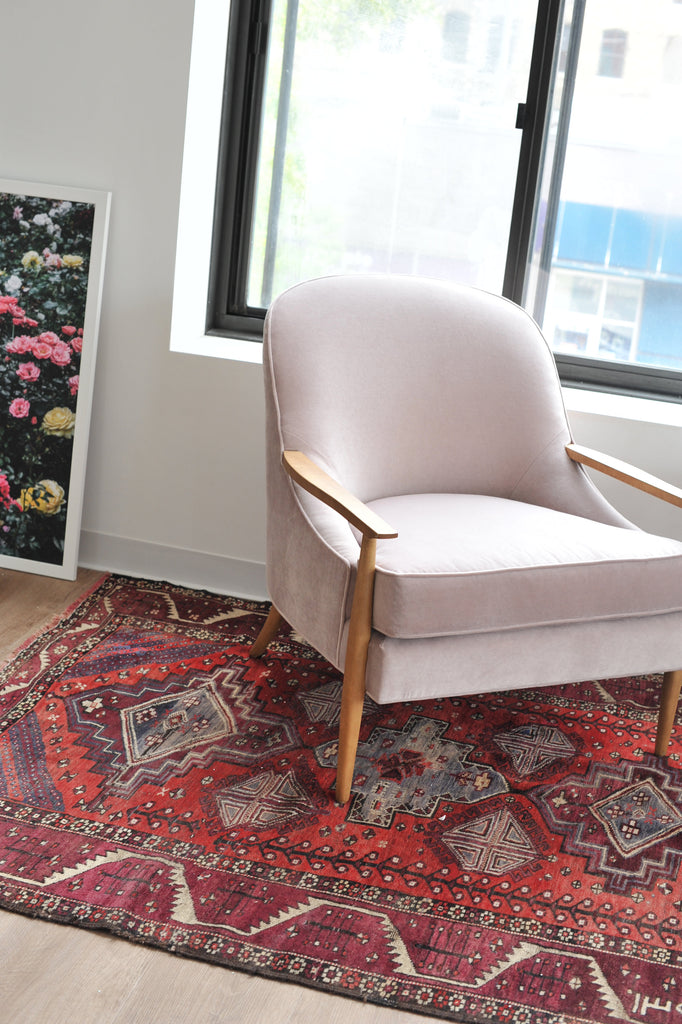 4.11 x 10.8 | Vintage 1940's Wool Shiraz Tribal rug in Berry, Rust, Plum, Purple, Lilac