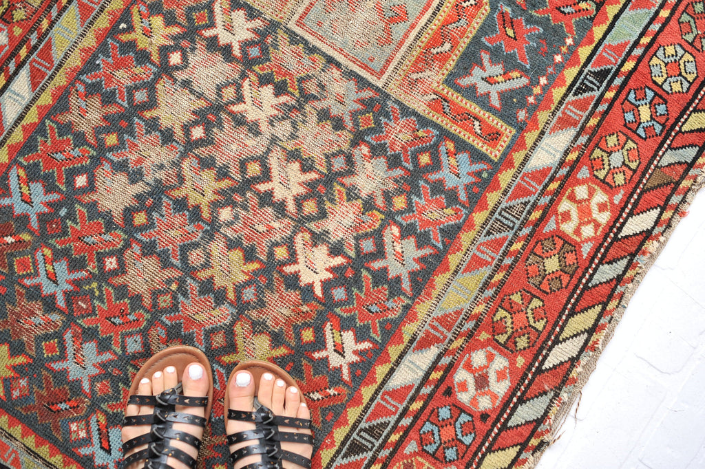 3 x 3.10 | Rumi | Antique worn tribal Prayer rug