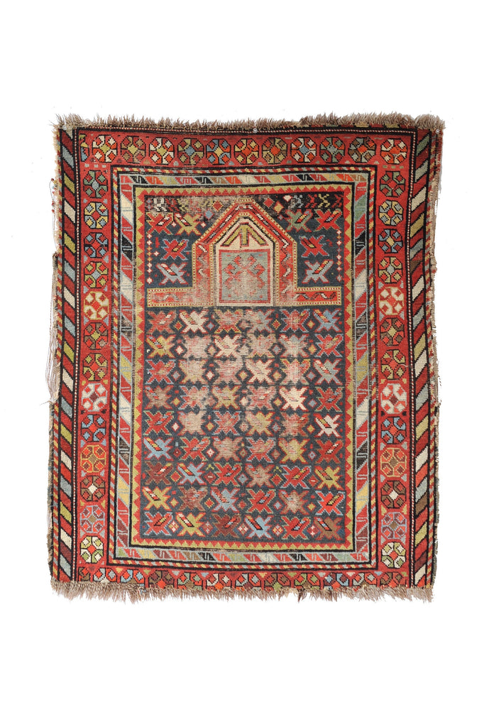 3 x 3.10 | Rumi | Antique worn tribal Prayer rug