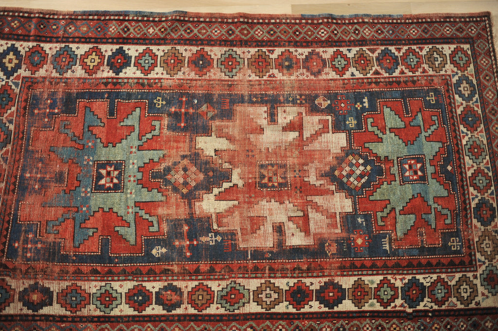 4 x 6.5 | Lucky | Antique tribal caucasian Leshgi star rug