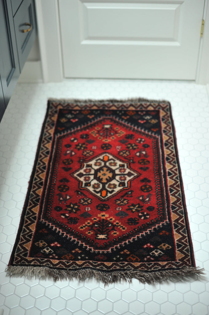 SOLD | 2.2 x 3.7 | Vintage tribal Shiraz rug mat