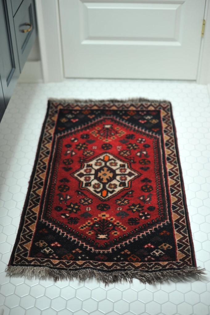 2.2 x 3.7 | Vintage tribal Shiraz rug mat