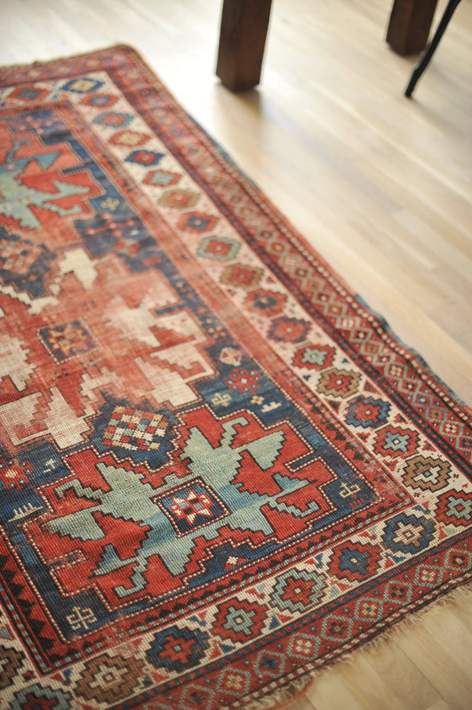 SOLD | 4 x 6.5 | Lucky | Antique tribal caucasian Leshgi star rug
