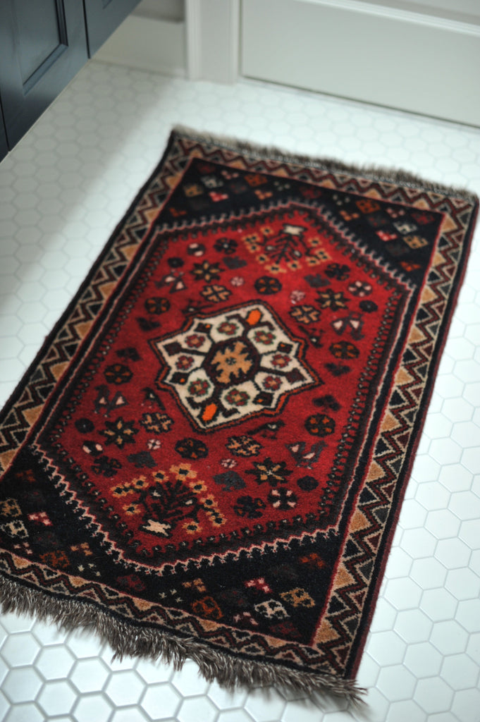 SOLD | 2.2 x 3.7 | Vintage tribal Shiraz rug mat