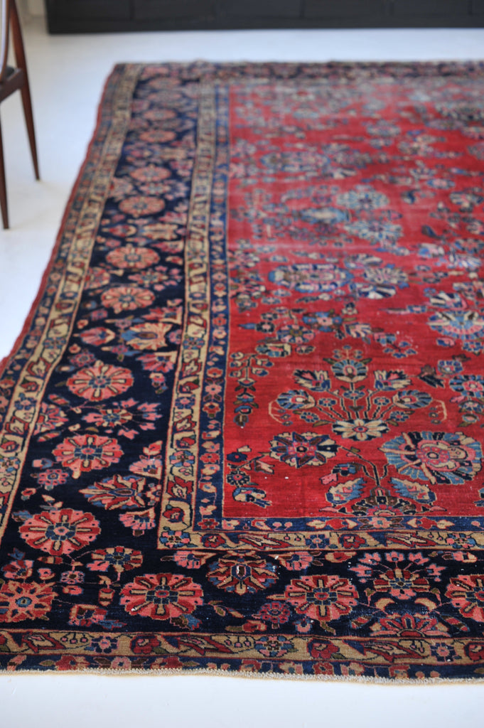 SOLD | 10 x 13 | Splendid Antique Botanical Meets Nomad rug | Antique rug