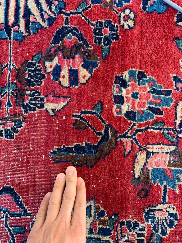 SOLD | 10 x 13 | Splendid Antique Botanical Meets Nomad rug | Antique rug