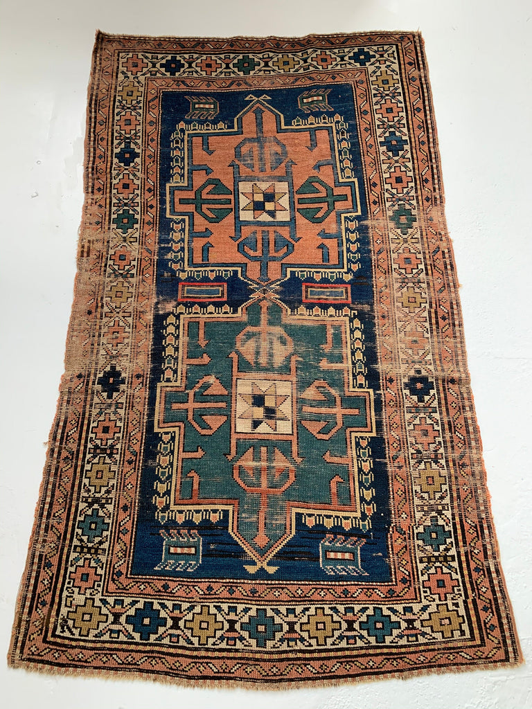 3.11 x 6.5 | Sensational High-End Antique Kazak rug | Santa Fe