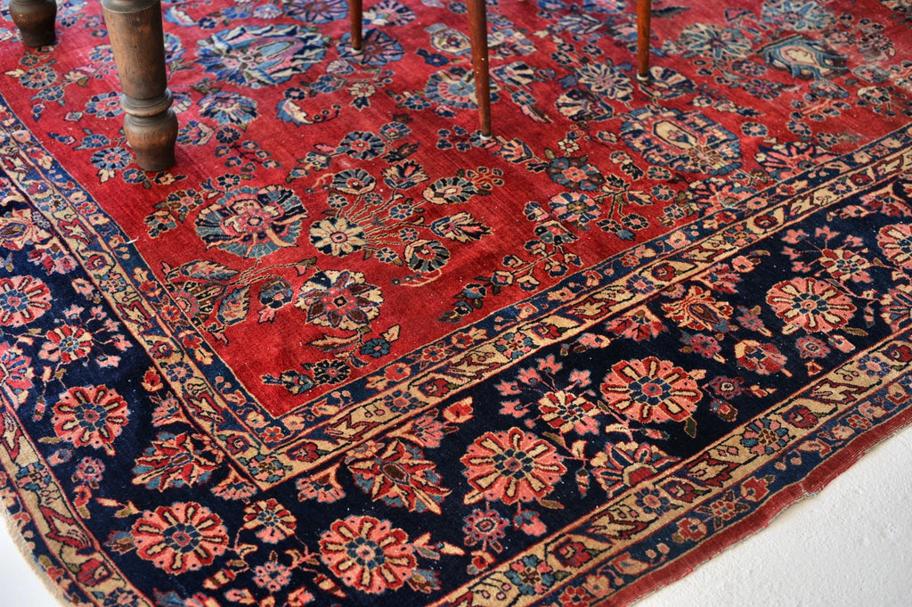 SOLD | 10 x 13 | Splendid Antique Botanical Meets Nomad rug | Antique rug
