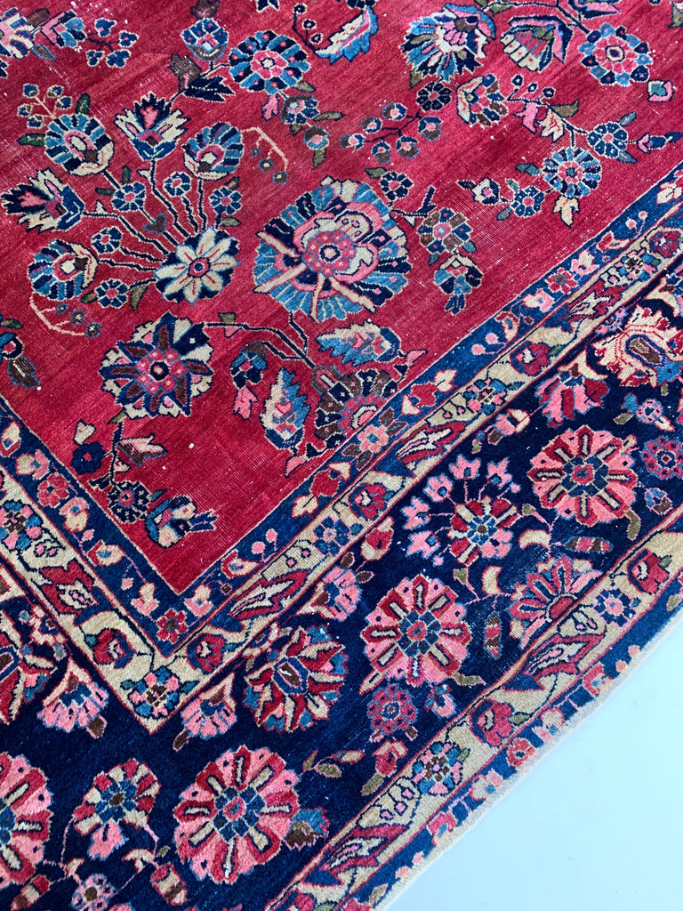 SOLD | 10 x 13 | Splendid Antique Botanical Meets Nomad rug | Antique rug