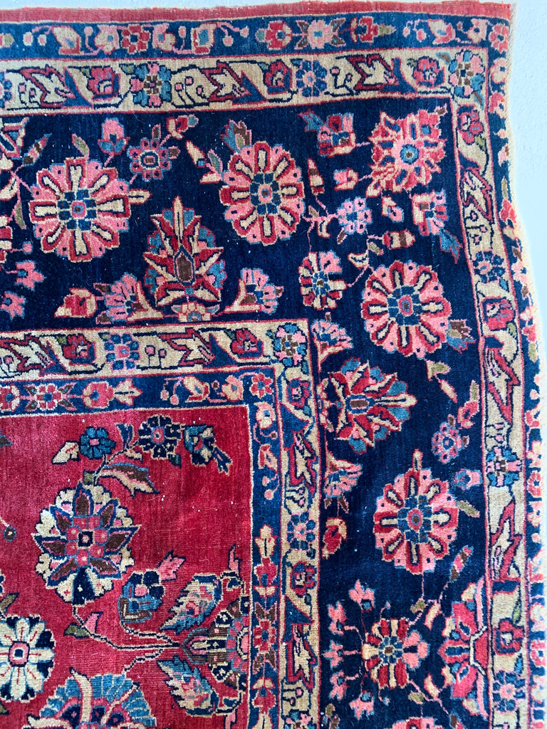 SOLD | 10 x 13 | Splendid Antique Botanical Meets Nomad rug | Antique rug