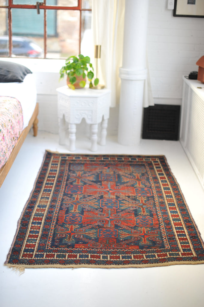 RESERVED FOR PHOTOSHOOT 3.11 x 5.11 | Deep, Rich, and Moody Tribal Antique rug | Andy