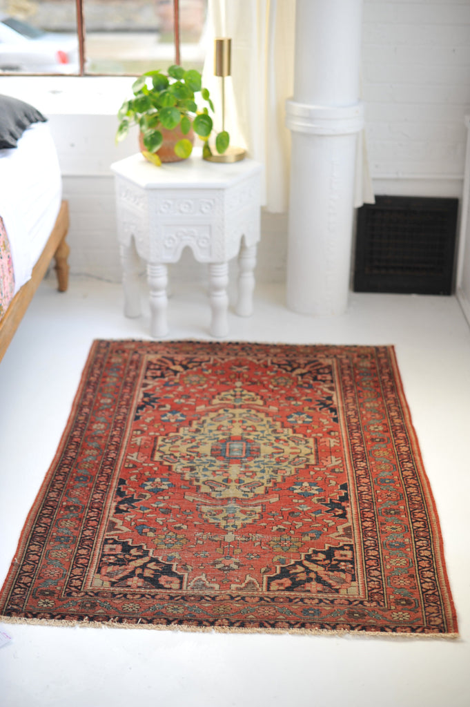 3.5 x 4.10 | Extremely Fine Sophisticated Antique Persian Ferahan Rug