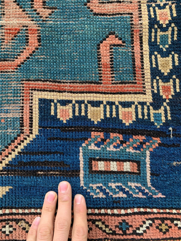 3.11 x 6.5 | Sensational High-End Antique Kazak rug | Santa Fe