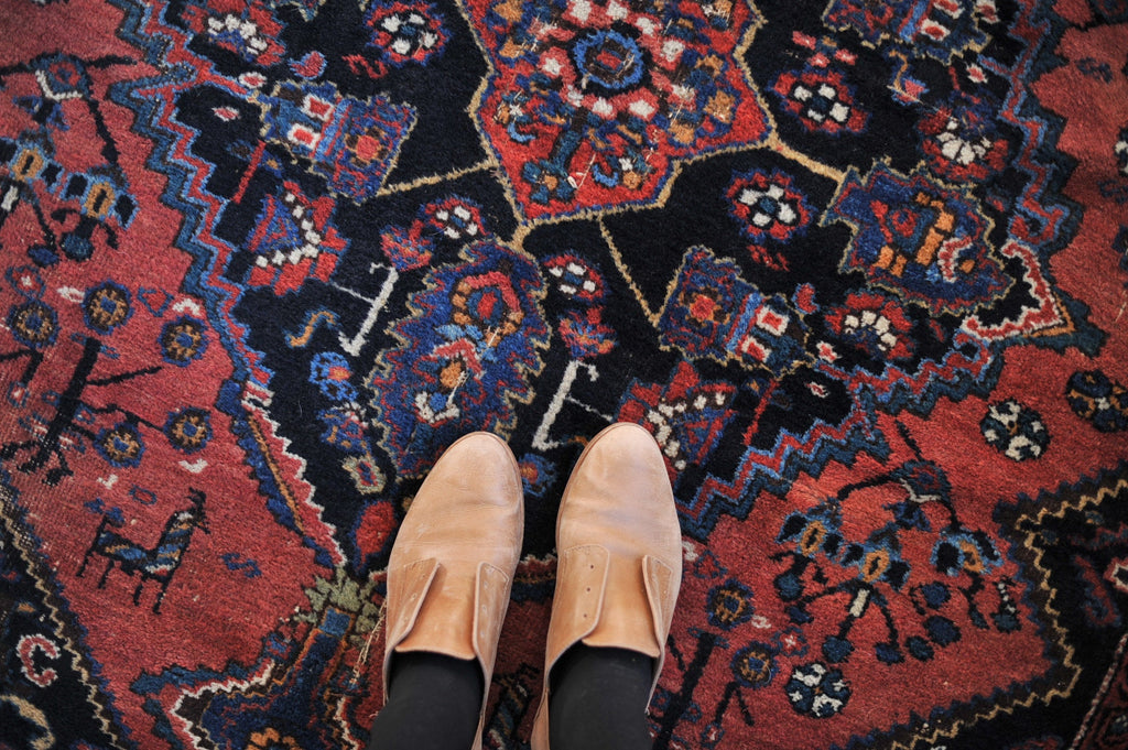 4.8 x 5.9 | Fantastic Deep WATERMELON Squarish Tribal Antique Rug | Leon