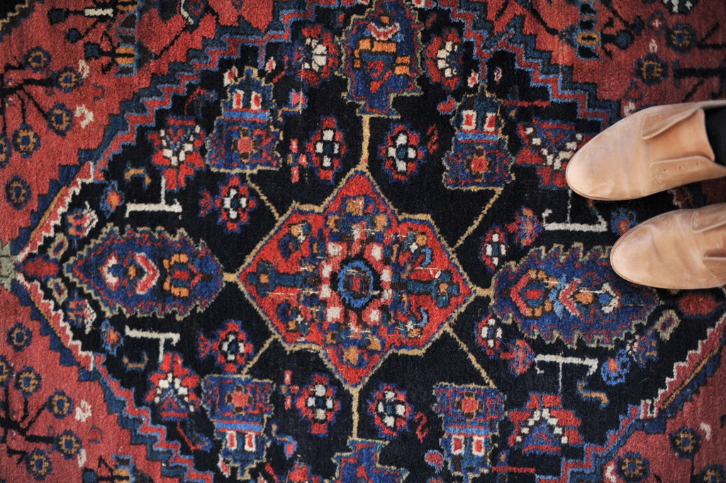 4.8 x 5.9 | Fantastic Deep WATERMELON Squarish Tribal Antique Rug | Leon