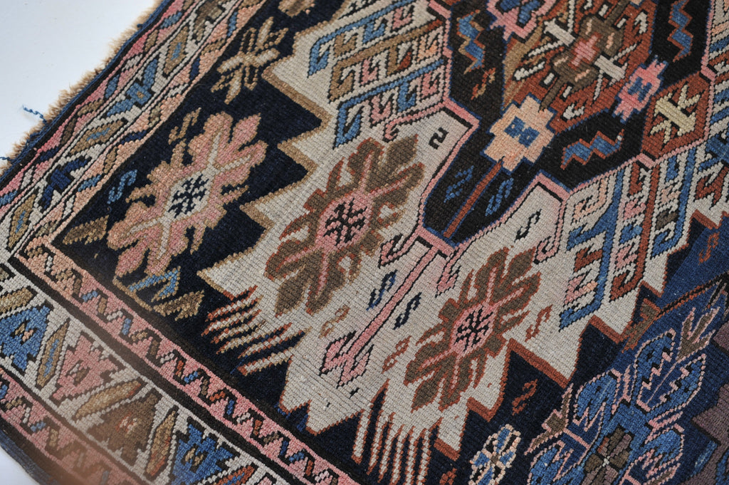 3.9 x 4.5 | High-End Antique Masterpiece Navy an Camel Caucasian Zewja Kuba Rug | Zollie