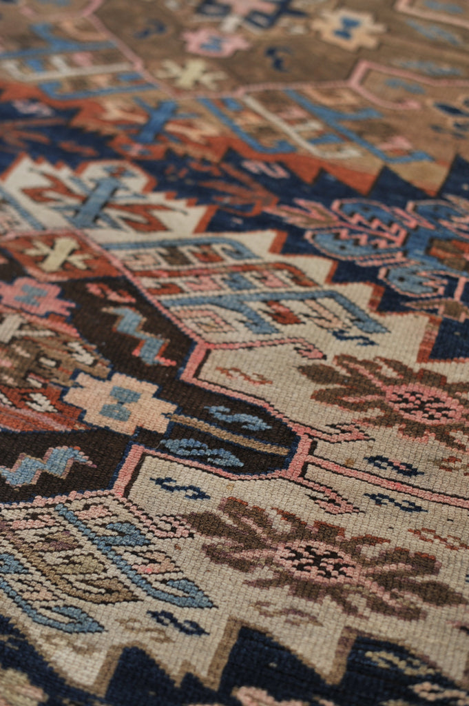 3.9 x 4.5 | High-End Antique Masterpiece Navy an Camel Caucasian Zewja Kuba Rug | Zollie