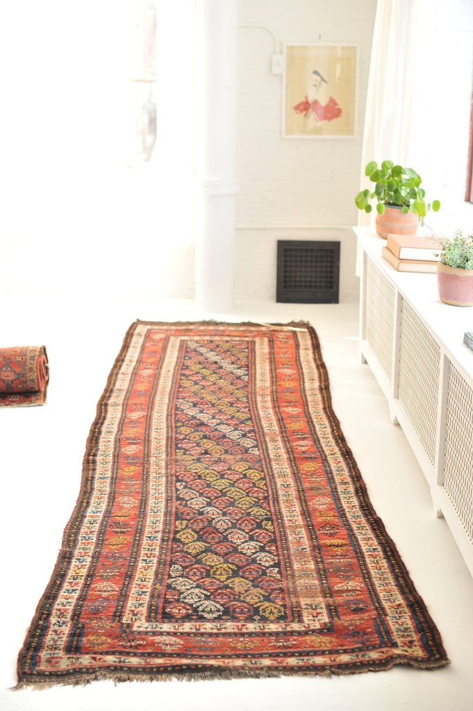 3.6 x 11 | Fantastic Antique Runner with Pretty Boteh Design | Daisy