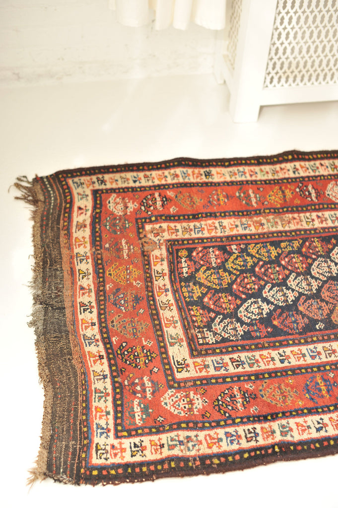 3.6 x 11 | Fantastic Antique Runner with Pretty Boteh Design | Daisy