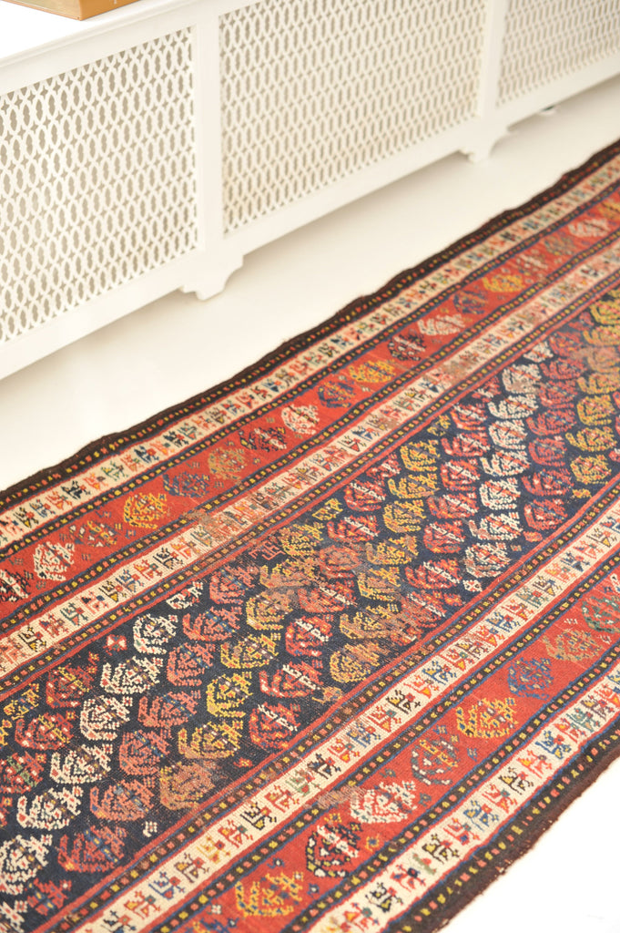 3.6 x 11 | Fantastic Antique Runner with Pretty Boteh Design | Daisy