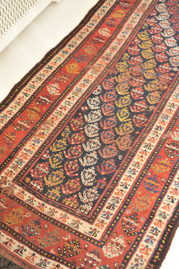 3.6 x 11 | Fantastic Antique Runner with Pretty Boteh Design | Daisy