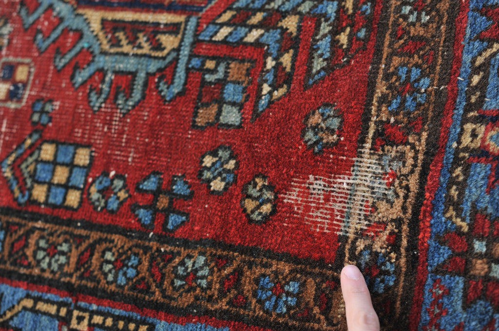 RESERVED FOR MARIA*** 2.11 x 4.7 | Unusual Camel Ice-Blue Tribal Antique rug | Malik